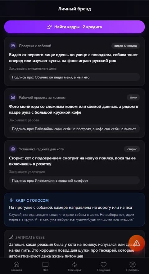 Три сцены, что снять сегодня, под конкретные темы профиля